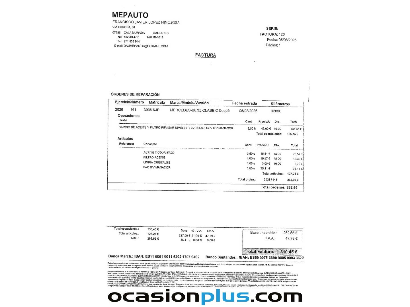 Foto del mantenimiento del Mercedes Clase C Mercedes Clase C 220 d (170 CV) Pack AMG