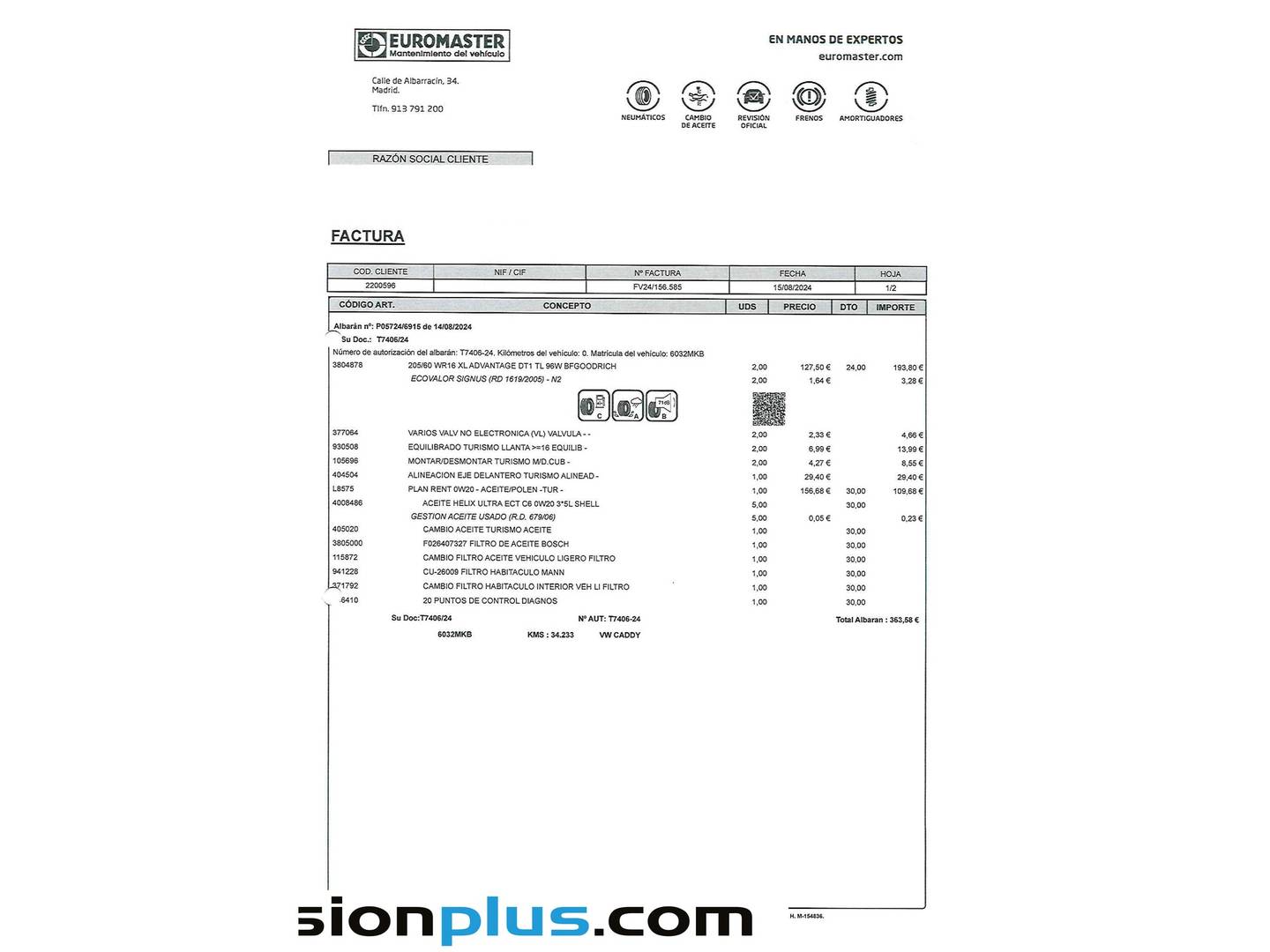 Foto del mantenimiento del Volkswagen Caddy Volkswagen Caddy Cargo 2.0 TDI (75 CV)