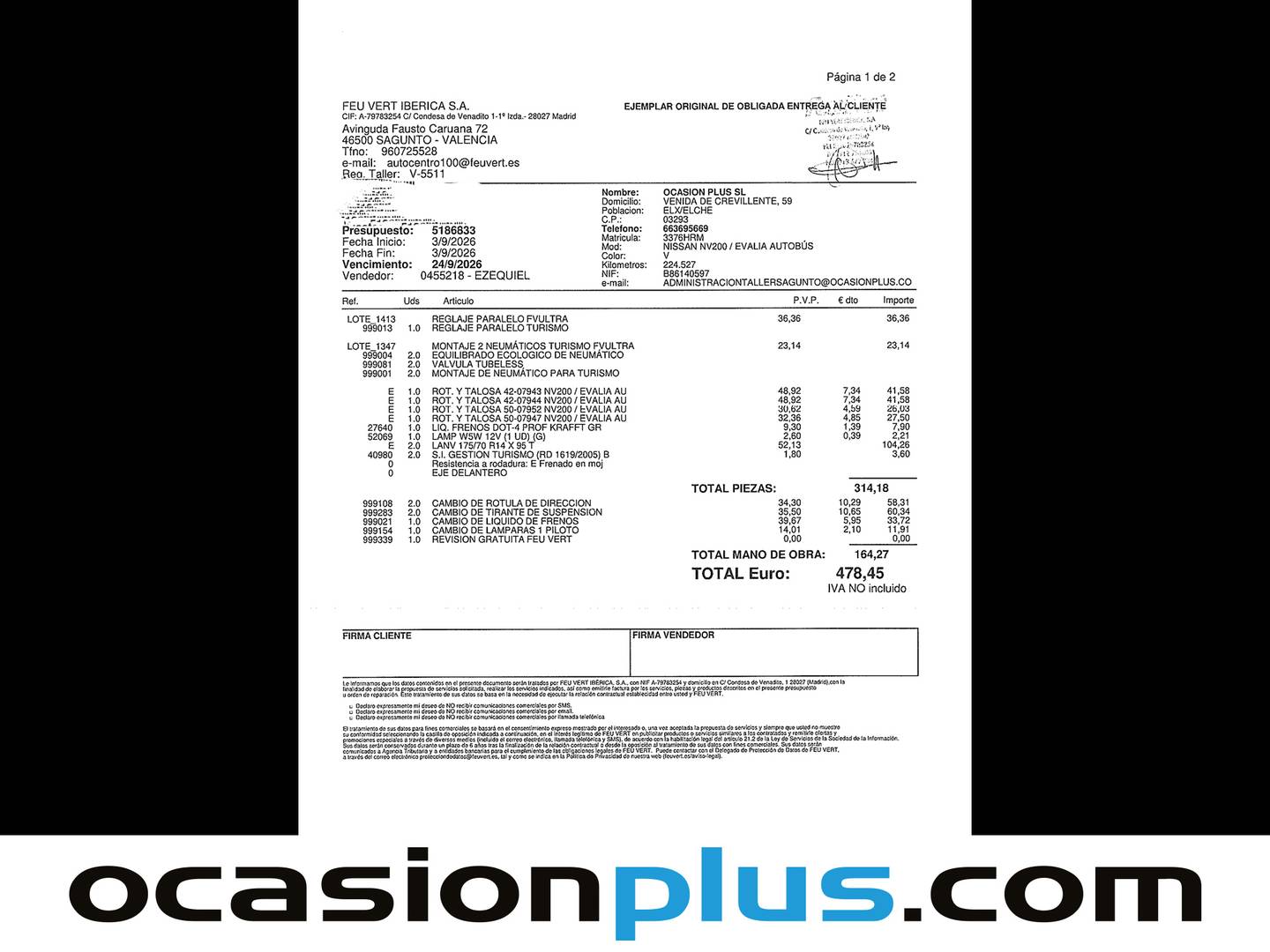 Foto del mantenimiento del Nissan NV200 Nissan NV200 Combi 1.5 dCi Comfort (89 CV)