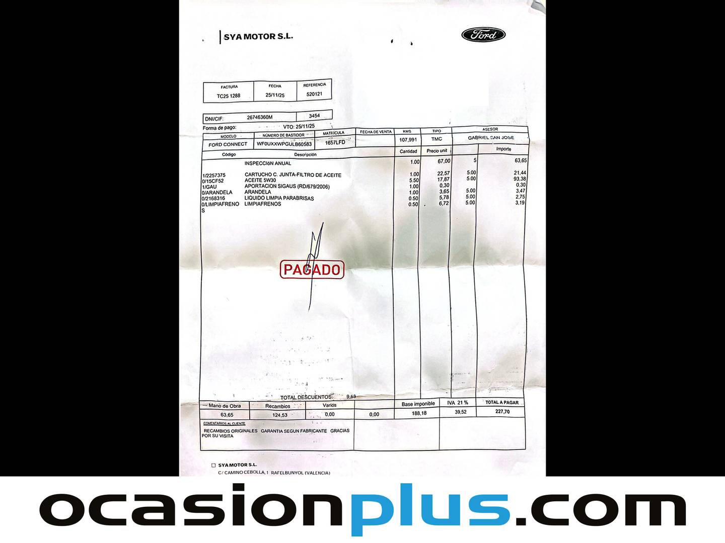 Foto del mantenimiento del Ford Tourneo Connect Ford Tourneo Connect 1.5 TDCI Titanium (120 CV) 7 PLAZAS