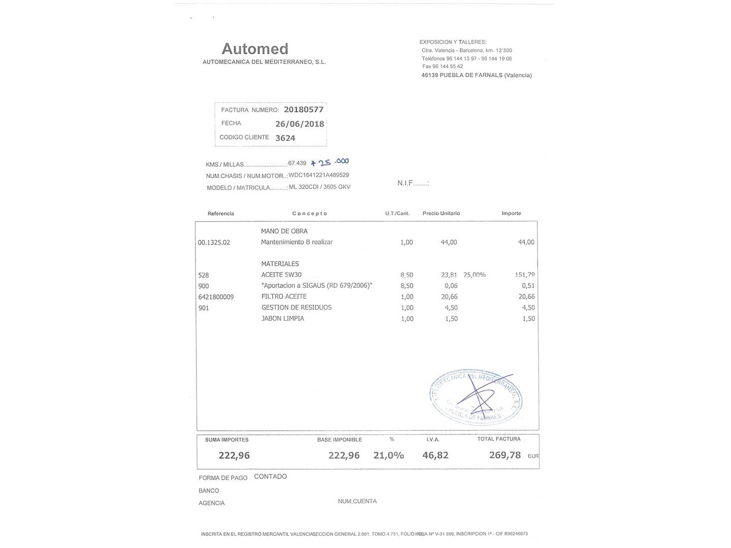 Foto del mantenimiento del Mercedes Clase M Mercedes Clase M ML 320 CDI Edition 10 (224 CV)