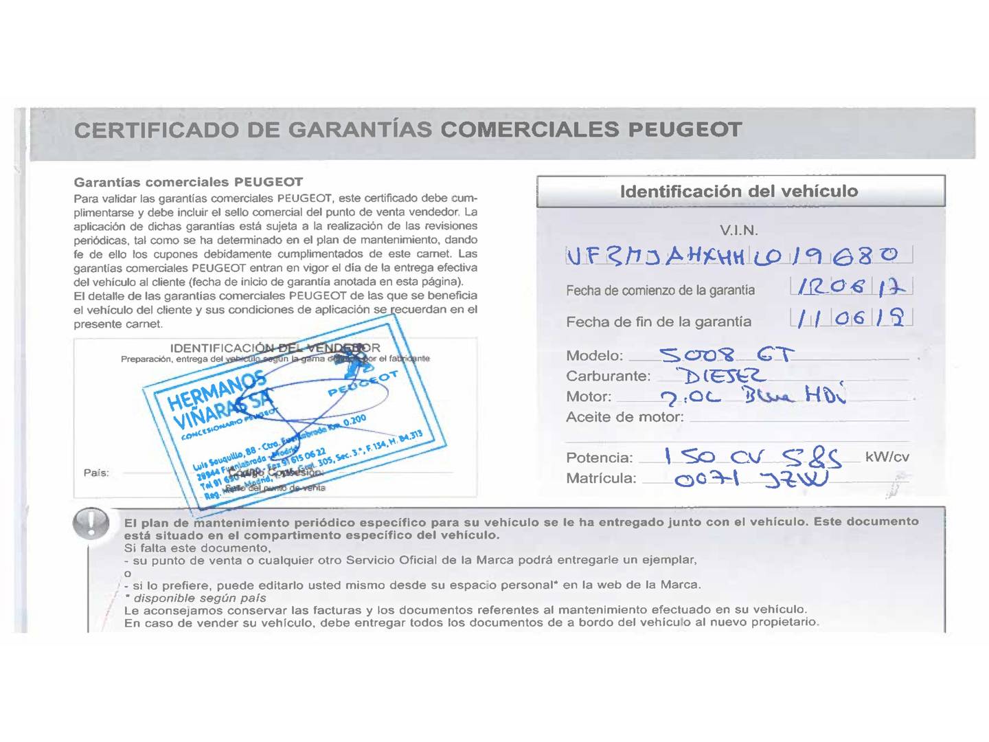 Foto del mantenimiento del Peugeot 5008 Peugeot 5008 BlueHDI 150 GT-Line S&S (150 CV) 7 Plazas