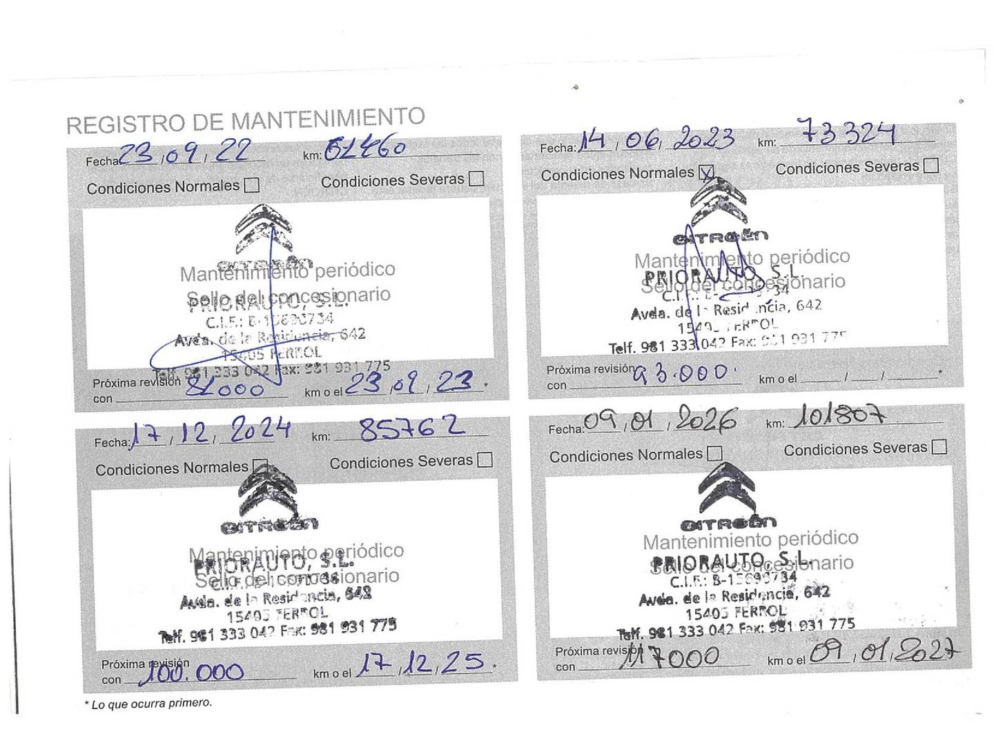 Foto del mantenimiento del Citroën Berlingo Citroën Berlingo BlueHDi 130 S&S Talla XL Shine  (130 CV) 7 Plazas