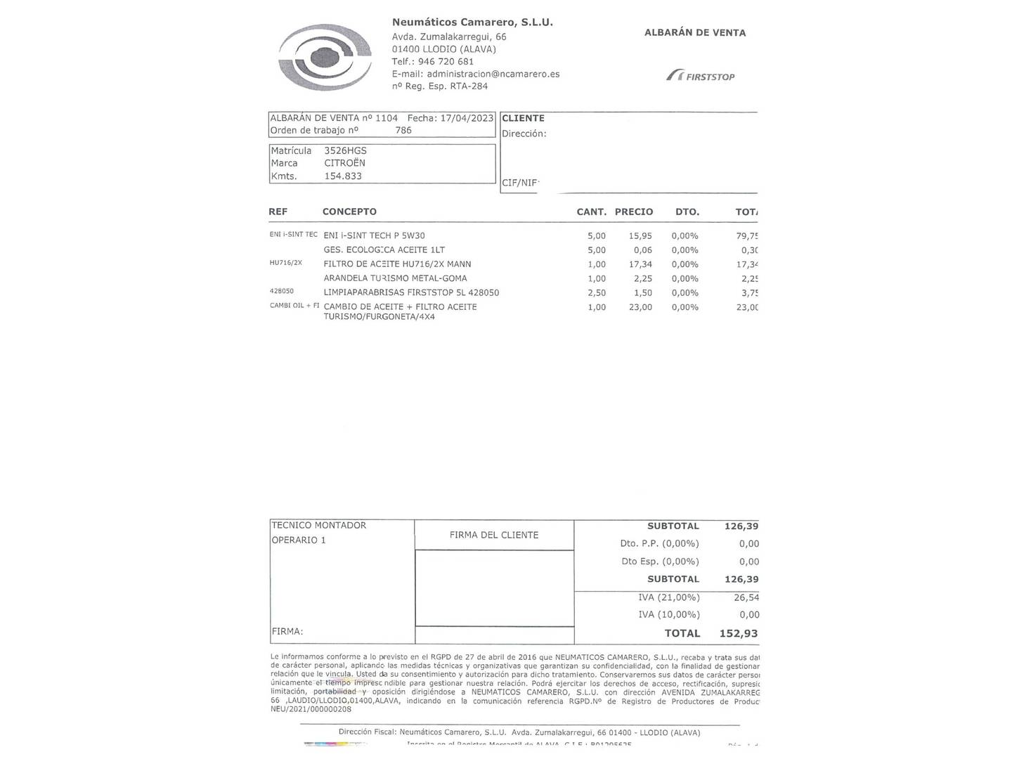 Foto del mantenimiento del Citroën Grand C4 Picasso Citroën Grand C4 Picasso 1.6 HDI Millenium (112 CV) 7 Plazas
