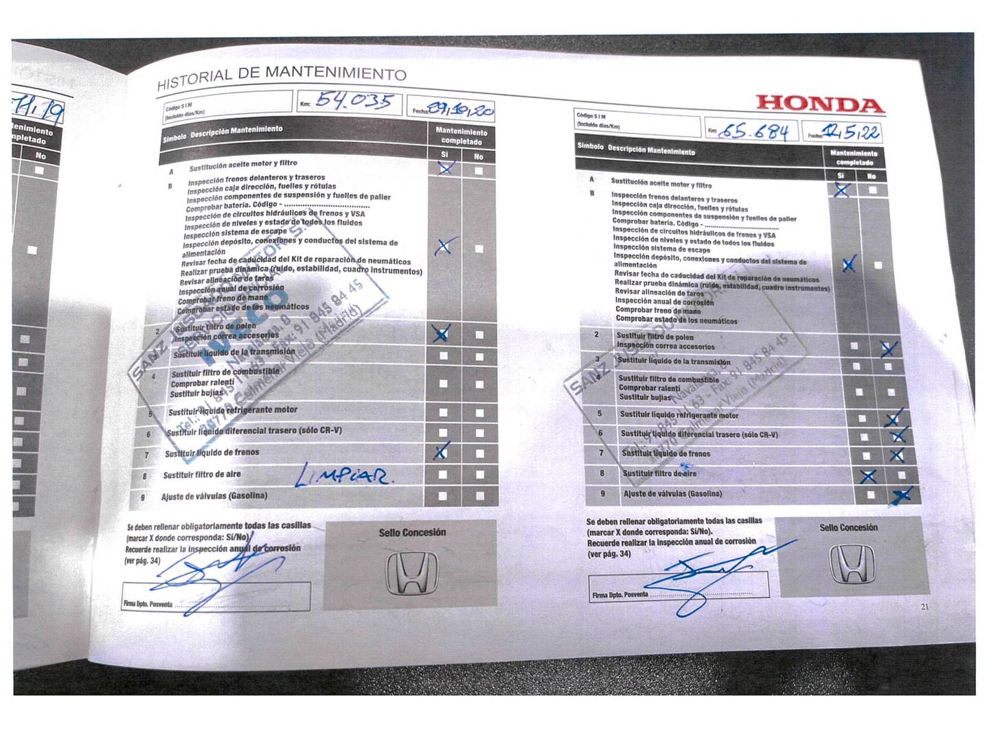 Foto del mantenimiento del Honda HR-V Honda HR-V 1.6 i-DTEC Elegance Navi (120 CV)