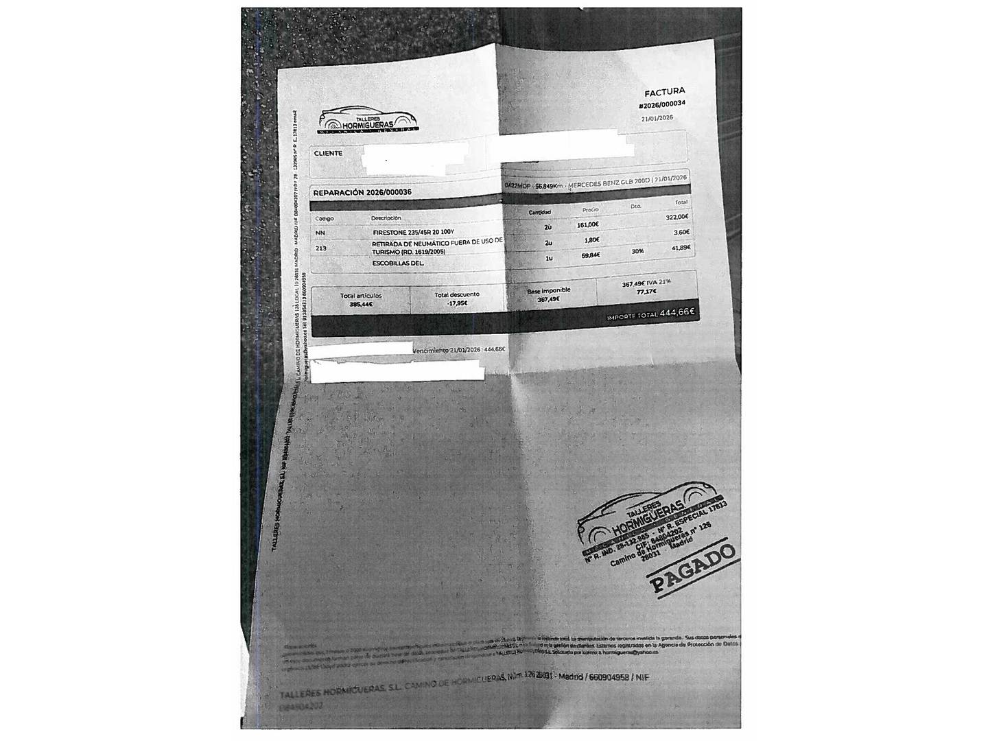 Foto del mantenimiento del Mercedes GLB Mercedes GLB 200 d (150 CV) Pack AMG 7 Plazas
