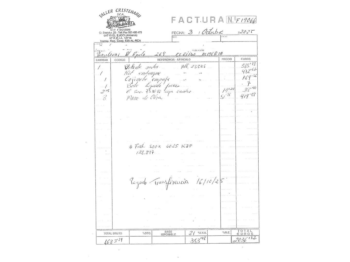 Foto del mantenimiento del Fiat 500X Fiat 500X 1.6 MultiJet Cross 4x2 (120 CV)