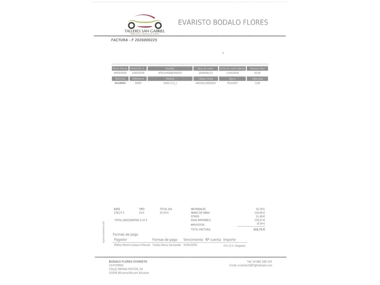 Foto del mantenimiento del Peugeot 2008 Peugeot 2008 PureTech 82 Style (82 CV)
