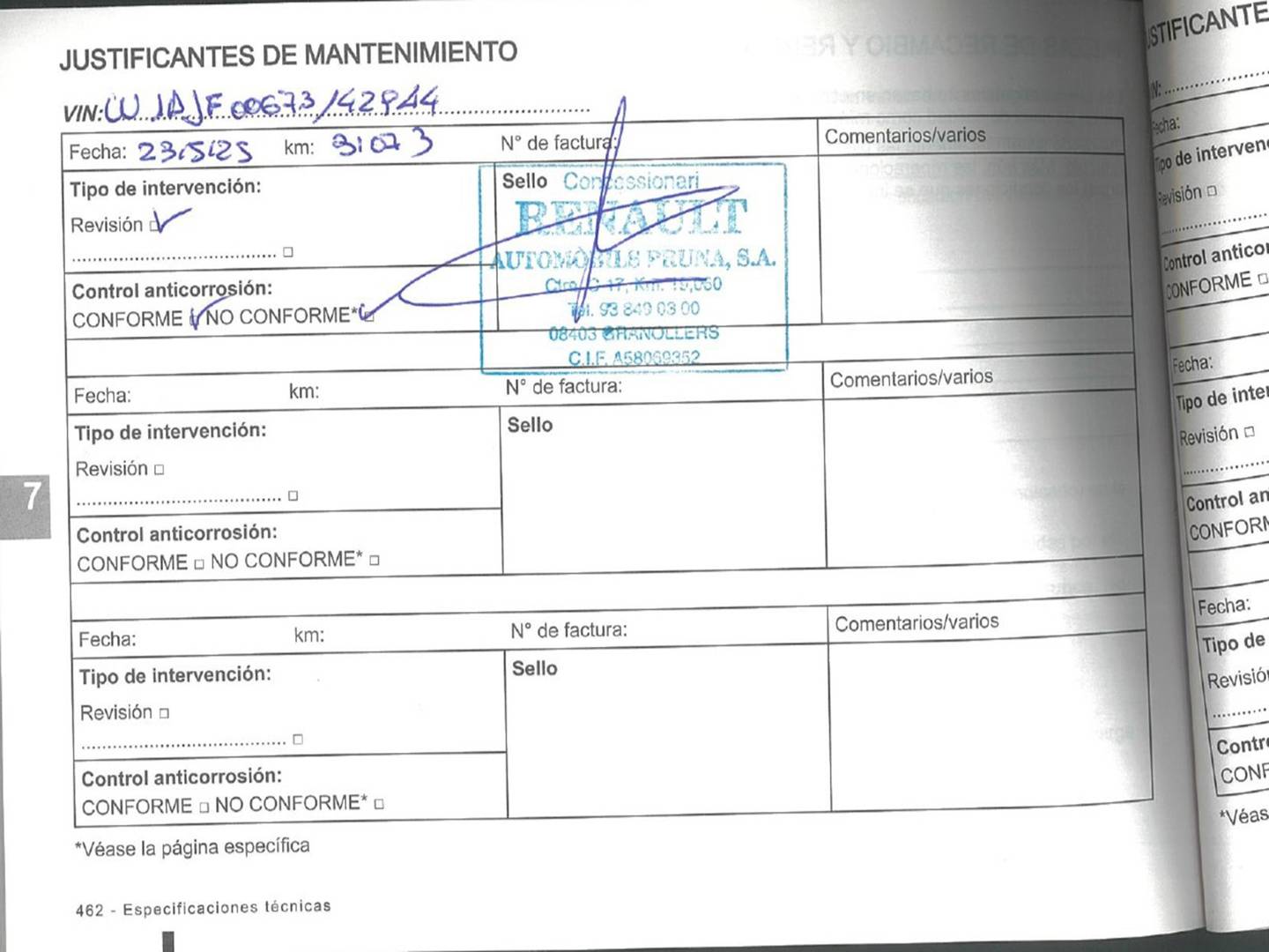 Foto del mantenimiento del Dacia Sandero Dacia Sandero Expression ECO-G (100 CV)