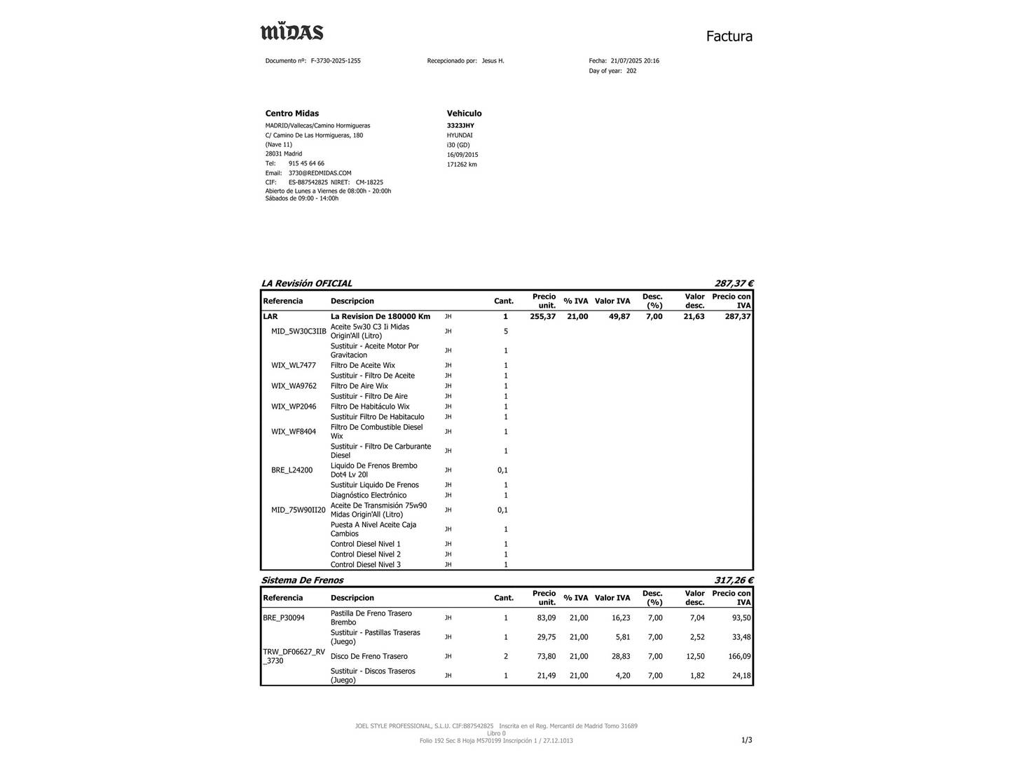 Foto del mantenimiento del Hyundai i30 Hyundai i30 1.6 CRDI Tecno (110 CV)