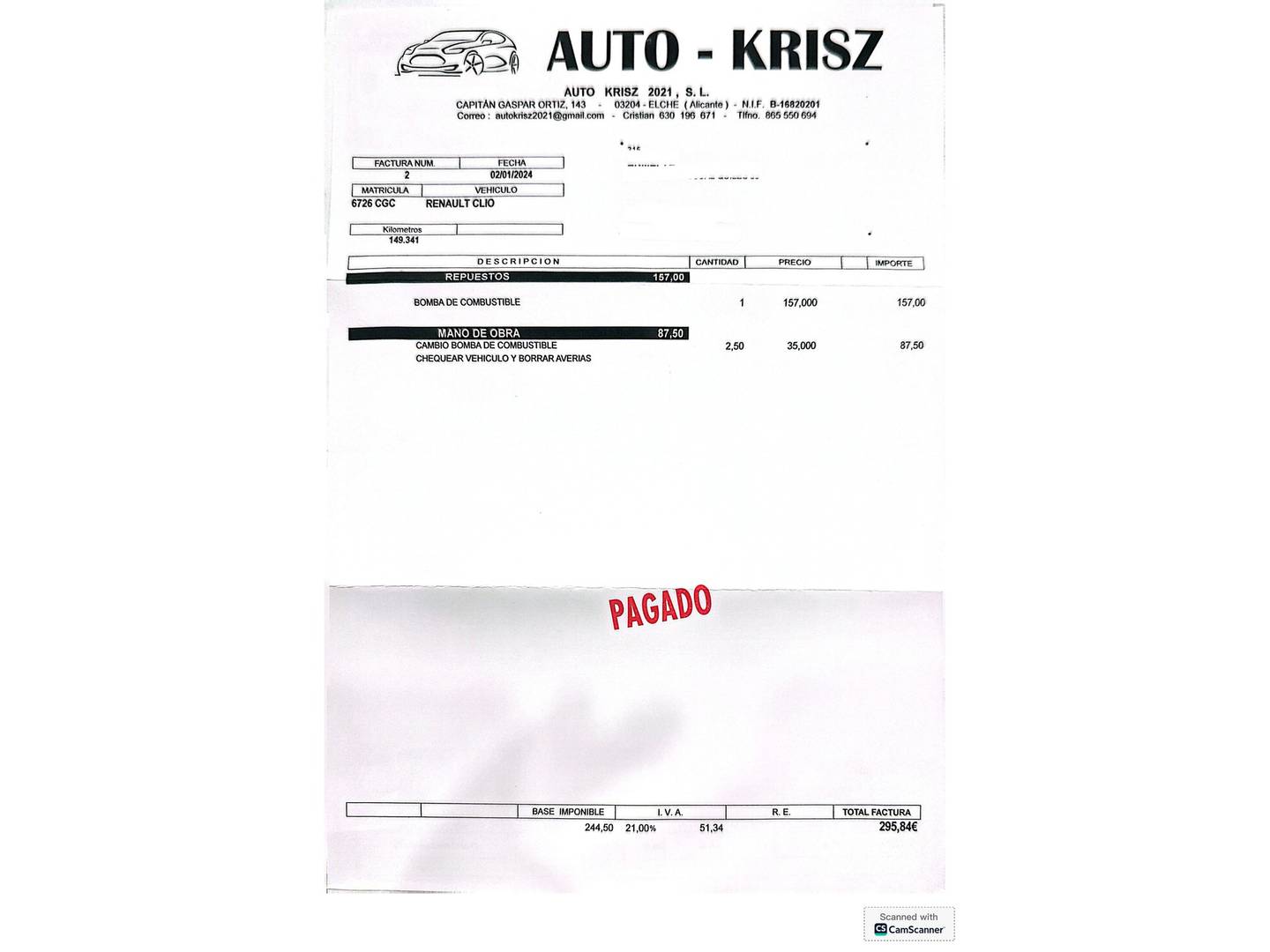 Foto del mantenimiento del Renault Clio Renault Clio Expression 1.2 16v (75 CV)