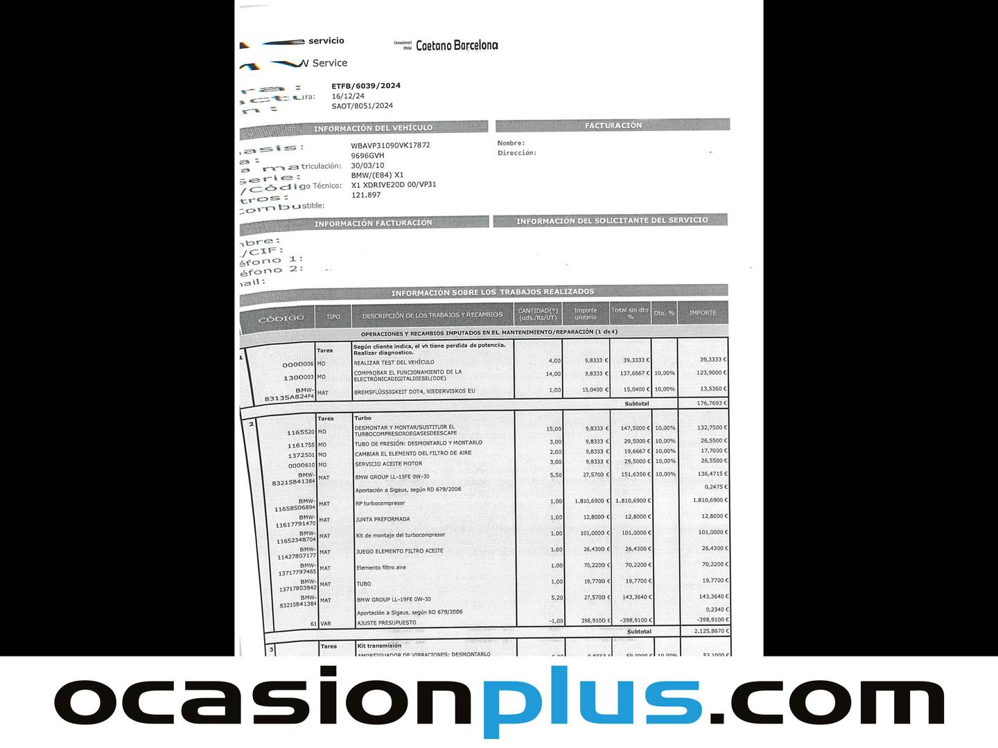 Foto del mantenimiento del BMW X1 BMW X1 xDrive20d (177 CV)