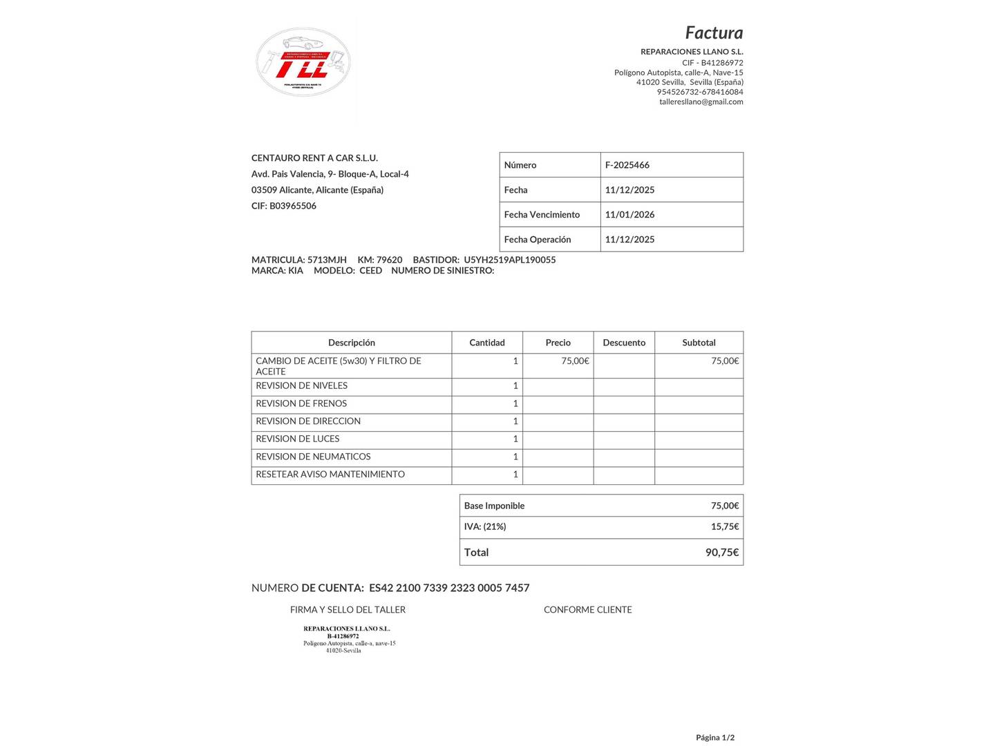 Foto del mantenimiento del KIA Ceed KIA Ceed 1.6 MHEV iMT Drive (136 CV)