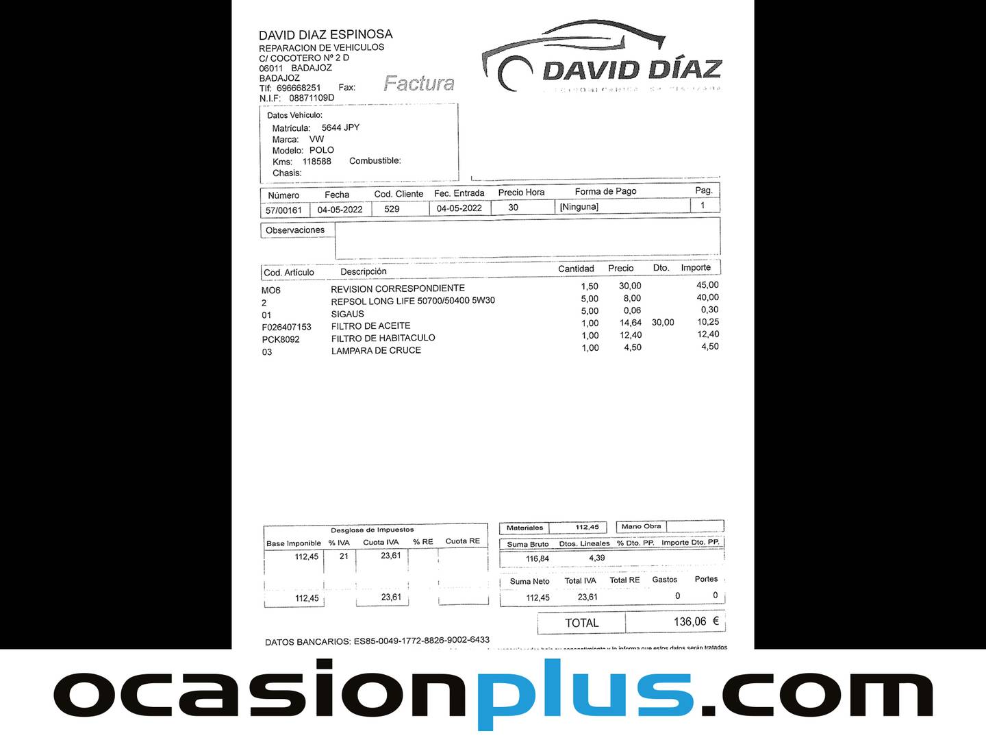 Foto del mantenimiento del Volkswagen Polo Volkswagen Polo Advance 1.4 TDI (75 CV)