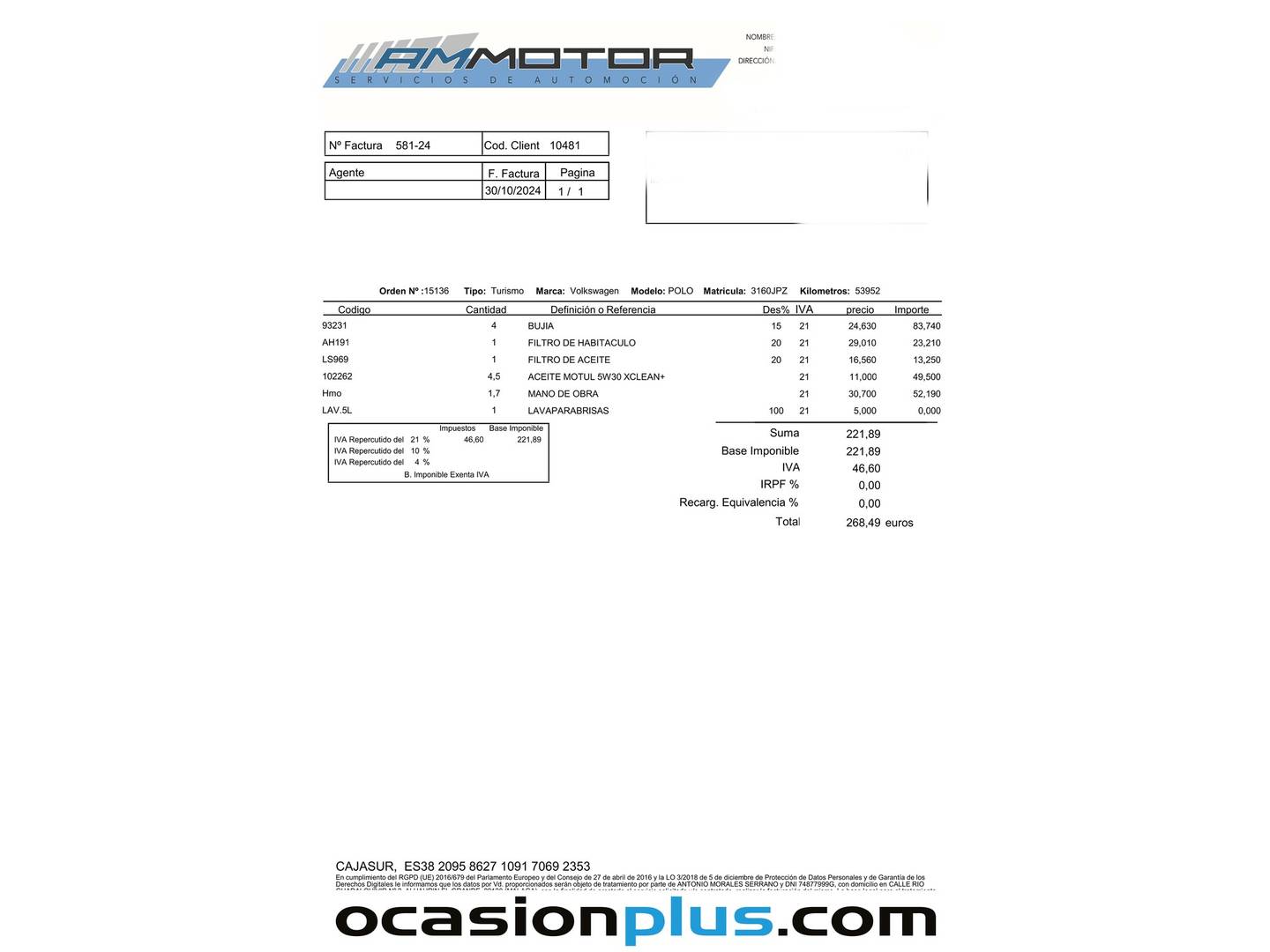 Foto del mantenimiento del Volkswagen Polo Volkswagen Polo Advance 1.2 TSI BMT (90 CV) DSG