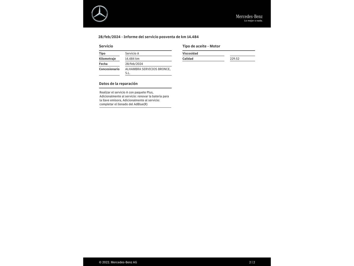 Foto del mantenimiento del Mercedes GLB Mercedes GLB 220 D 4MATIC (190 CV) Pack AMG