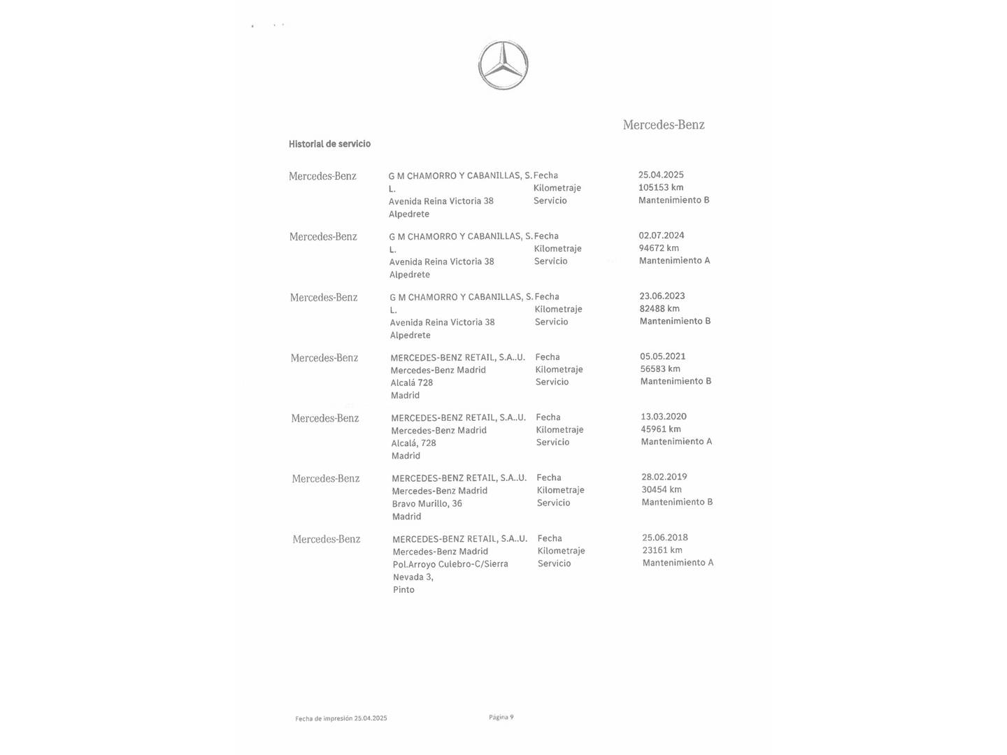 Foto del mantenimiento del Mercedes Clase B Mercedes Clase B 200 d (136 CV)