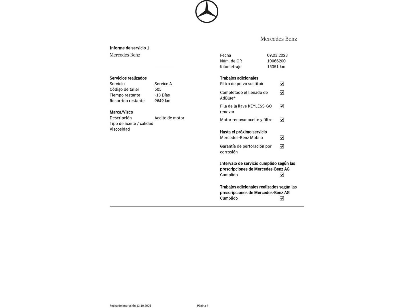 Foto del mantenimiento del Mercedes GLA Mercedes GLA 200 D (150 CV) Pack AMG