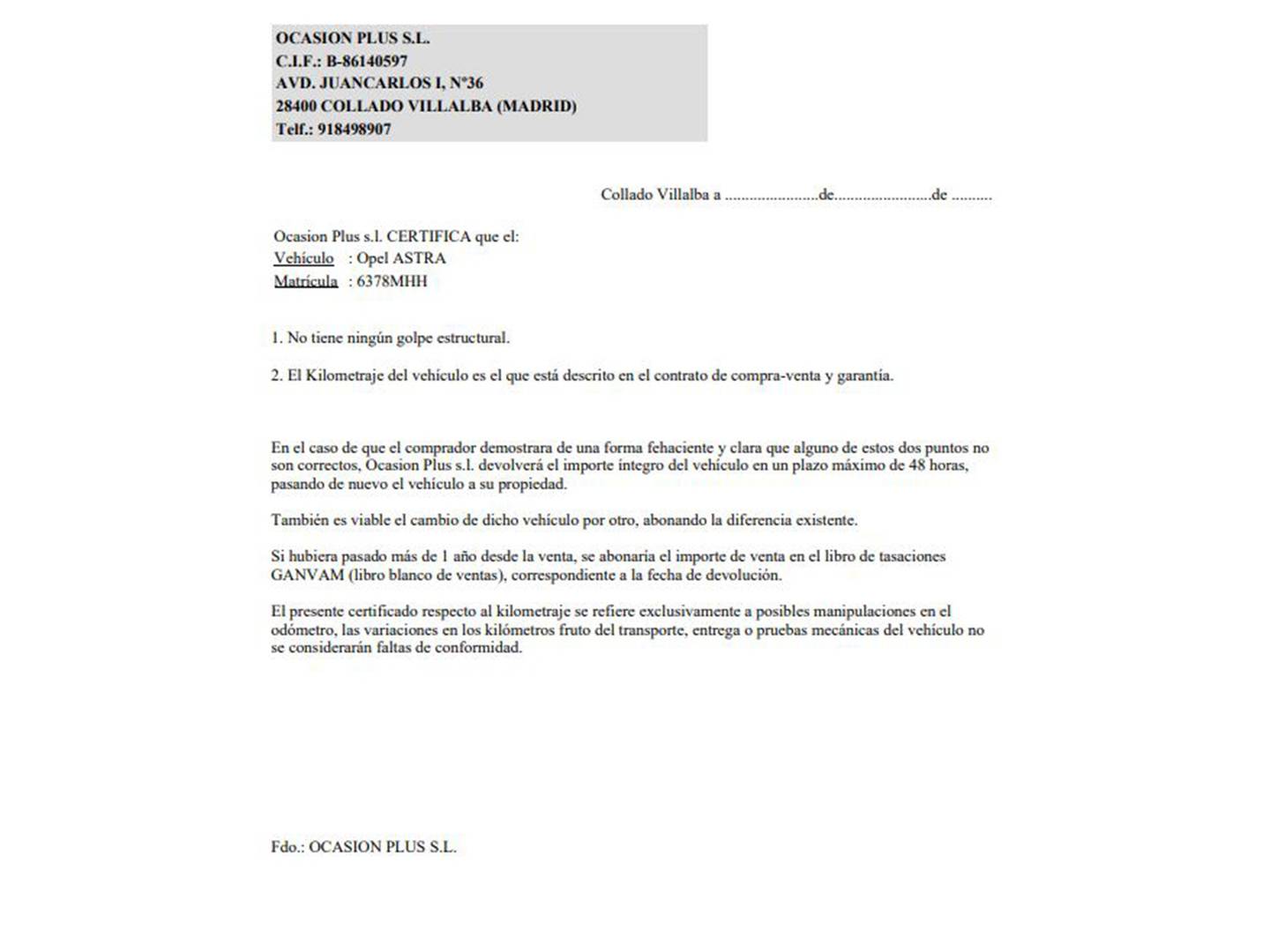 Foto del certificado del Opel Astra Opel Astra 1.2 Turbo XHT GS (130 CV)