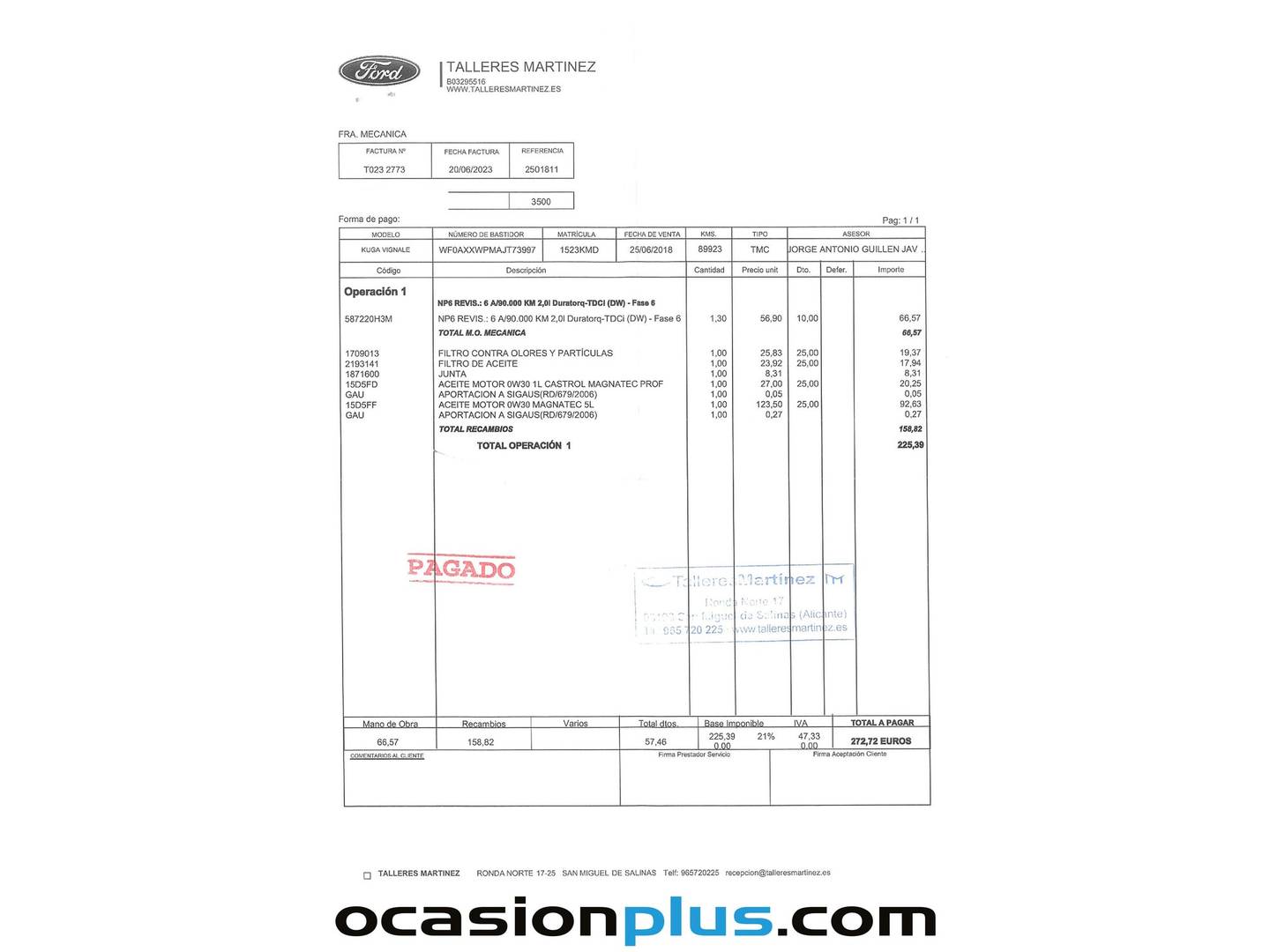 Foto del mantenimiento del Ford Kuga Ford Kuga 2.0 TDCI S&S Vignale 4x4 Powershift (180 CV)