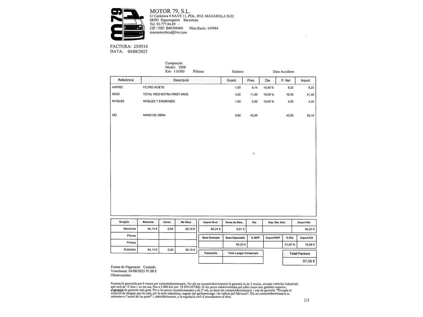 Foto del mantenimiento del Peugeot 2008 Peugeot 2008 PureTech 130 S&S GT Line (130 CV)