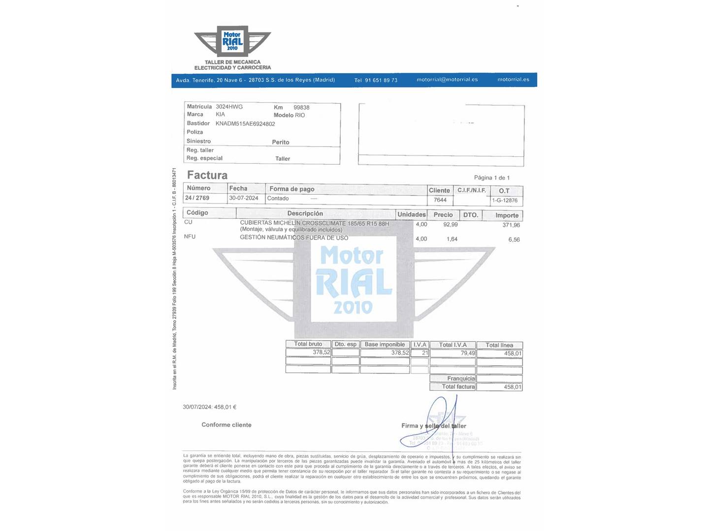 Foto del mantenimiento del KIA Rio KIA Rio 1.1 CRDi WGT Concept (75 CV)
