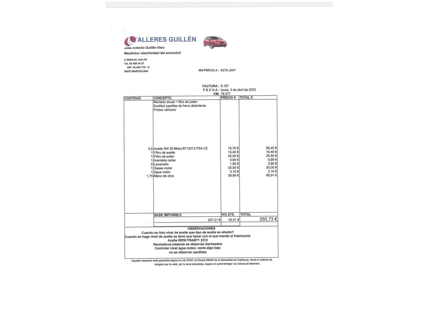 Foto del mantenimiento del Peugeot 2008 Peugeot 2008 PureTech 130 S&S GT Line (130 CV)