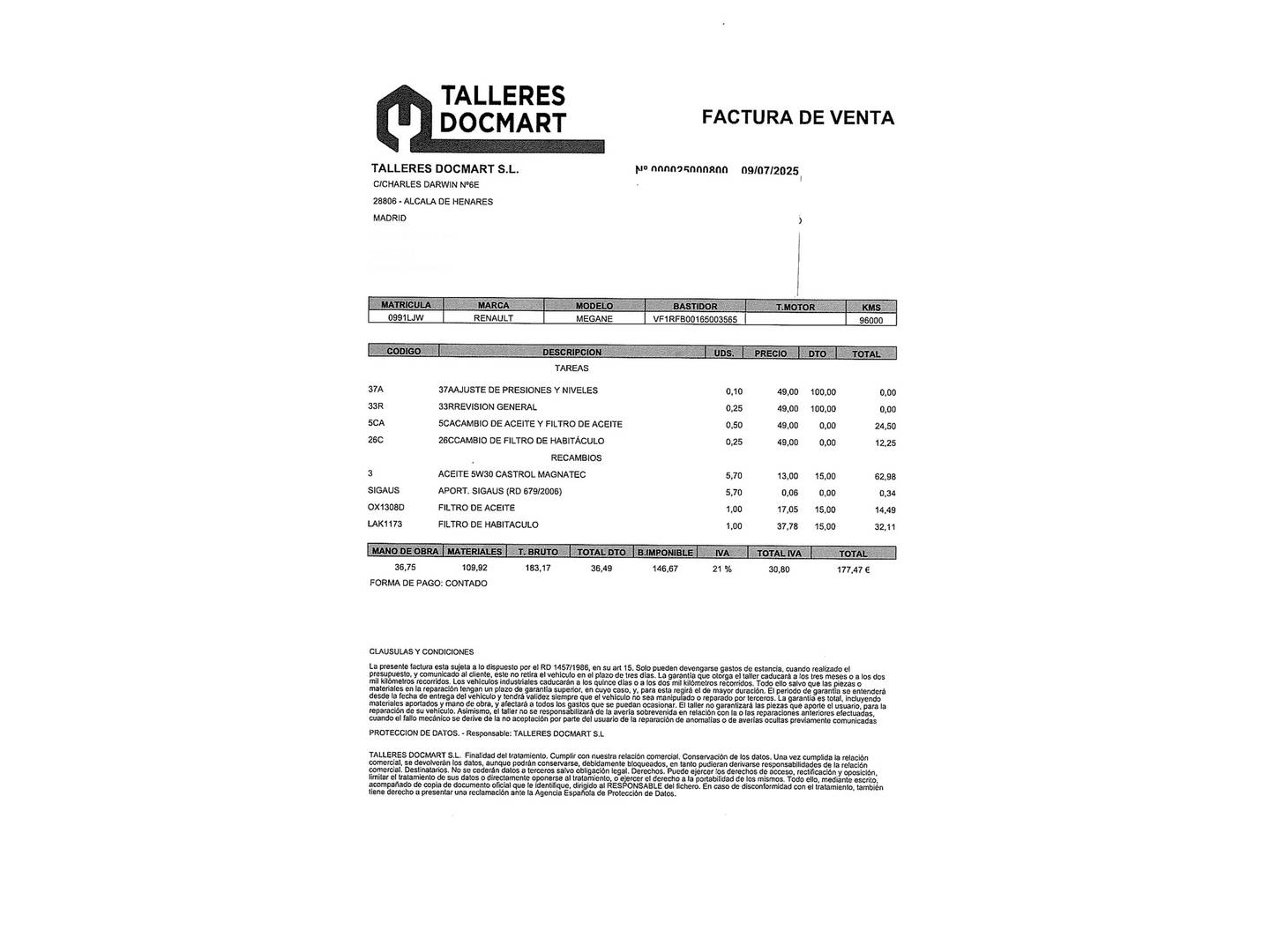 Foto del mantenimiento del Renault Mégane Renault Megane Zen Blue dCi (115 CV) EDC