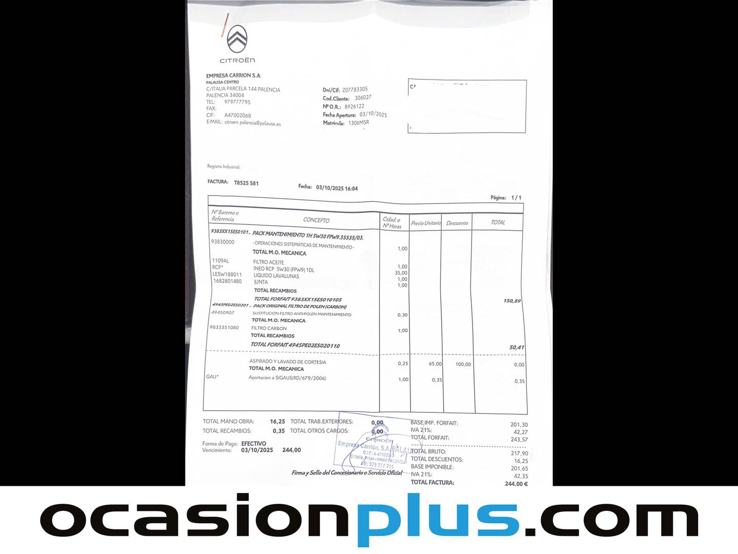 Foto del mantenimiento del Citroën C4 Citroën C4 PureTech 130 S&S 6v Plus (131 CV)