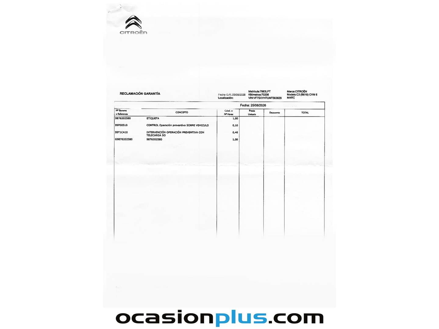 Foto del mantenimiento del Citroën C3 Citroën C3 BlueHDi 100 S&S Feel Pack (102 CV)