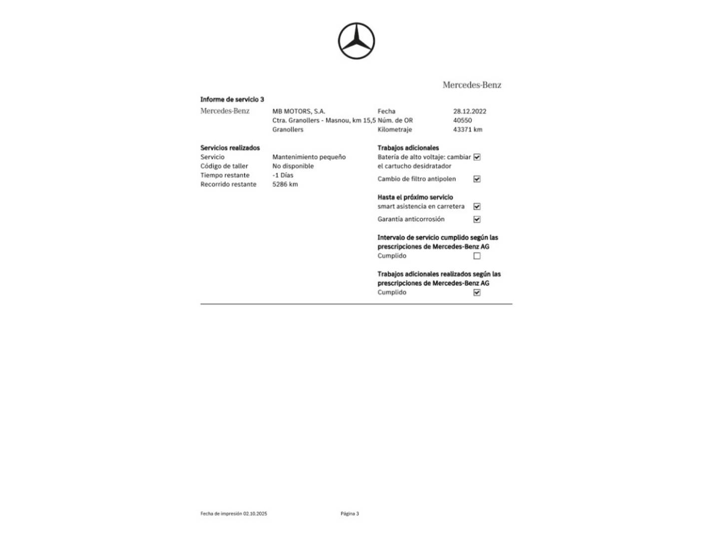 Foto del mantenimiento del Smart forfour Smart ForFour EQ electric drive (82 CV)
