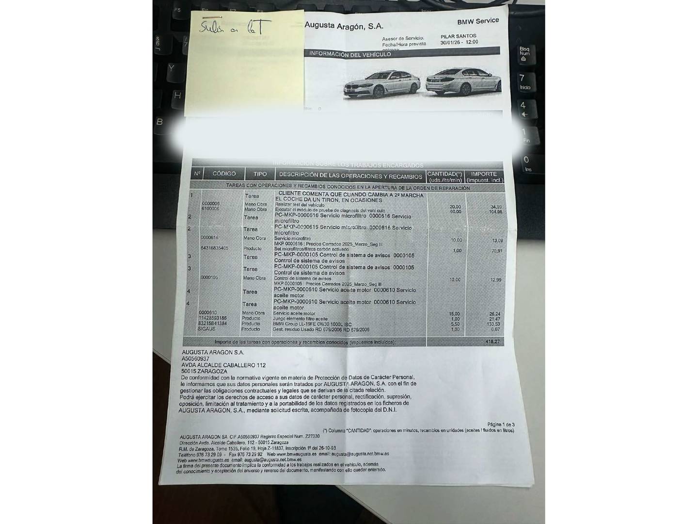 Foto del mantenimiento del BMW X1 BMW X1 sDrive18d (150 CV)