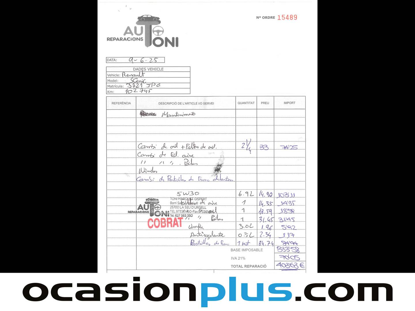 Foto del mantenimiento del Renault Grand Scénic Renault Grand Scenic Limited Energy dCi (130 CV) 7 Plazas
