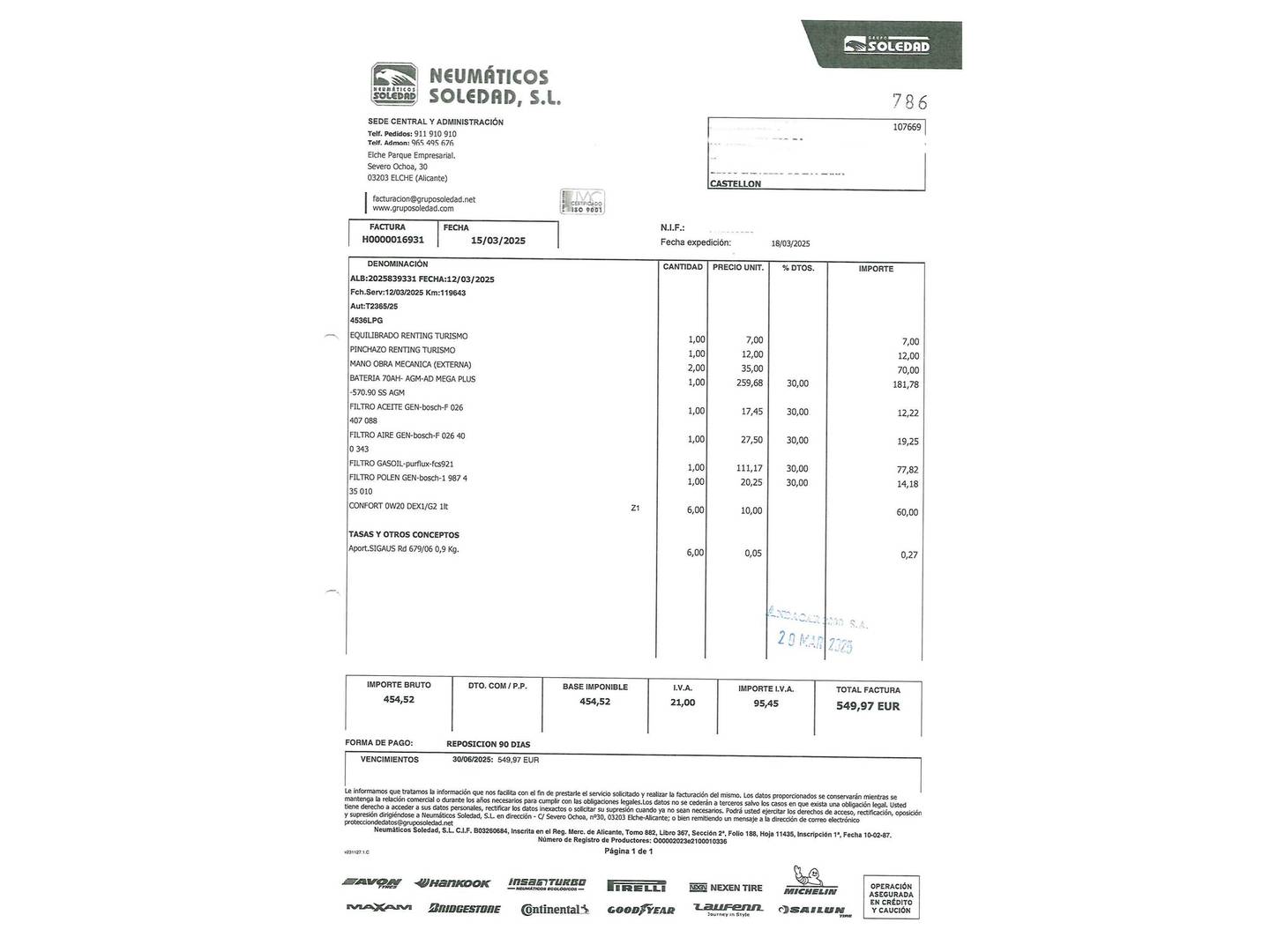 Foto del mantenimiento del Dacia Dokker Dacia Dokker Essential Blue dCi (95 CV)