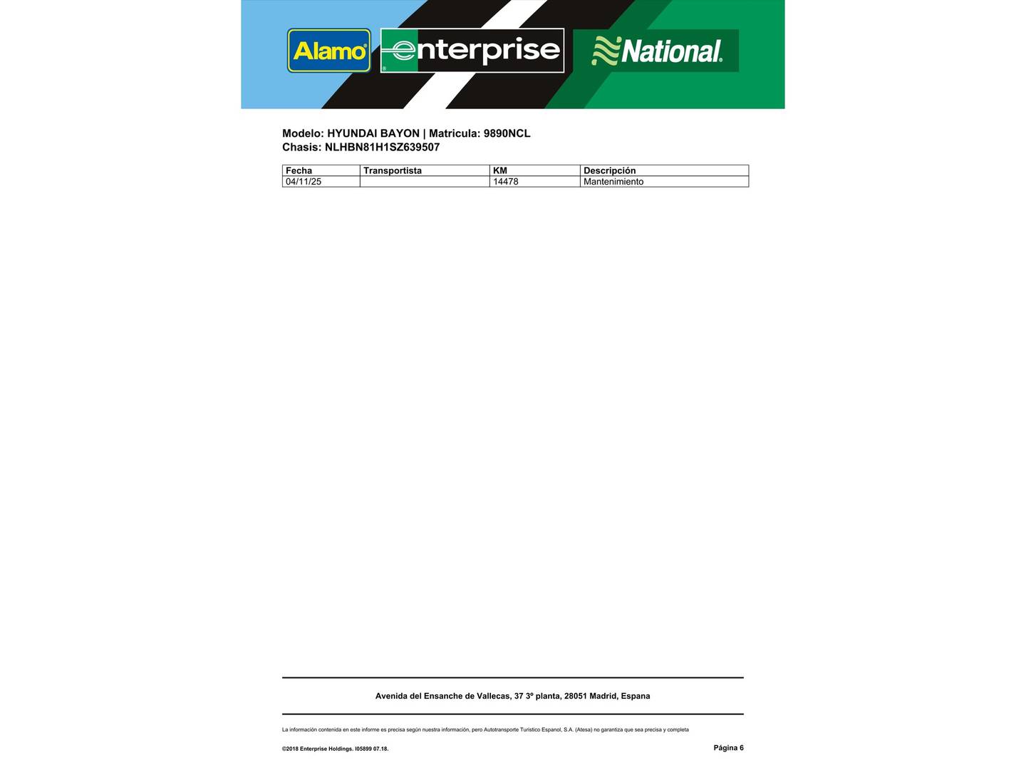 Foto del mantenimiento del Hyundai Bayon Hyundai Bayon 1.2 MPI Maxx (79 CV)