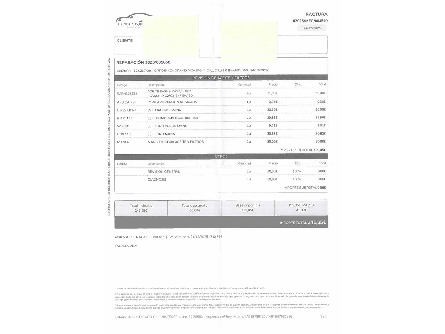 Foto del mantenimiento del Citroën Grand C4 Picasso Citroën Grand C4 Picasso 2.0 BlueHDI Shine EAT6 (150 CV)