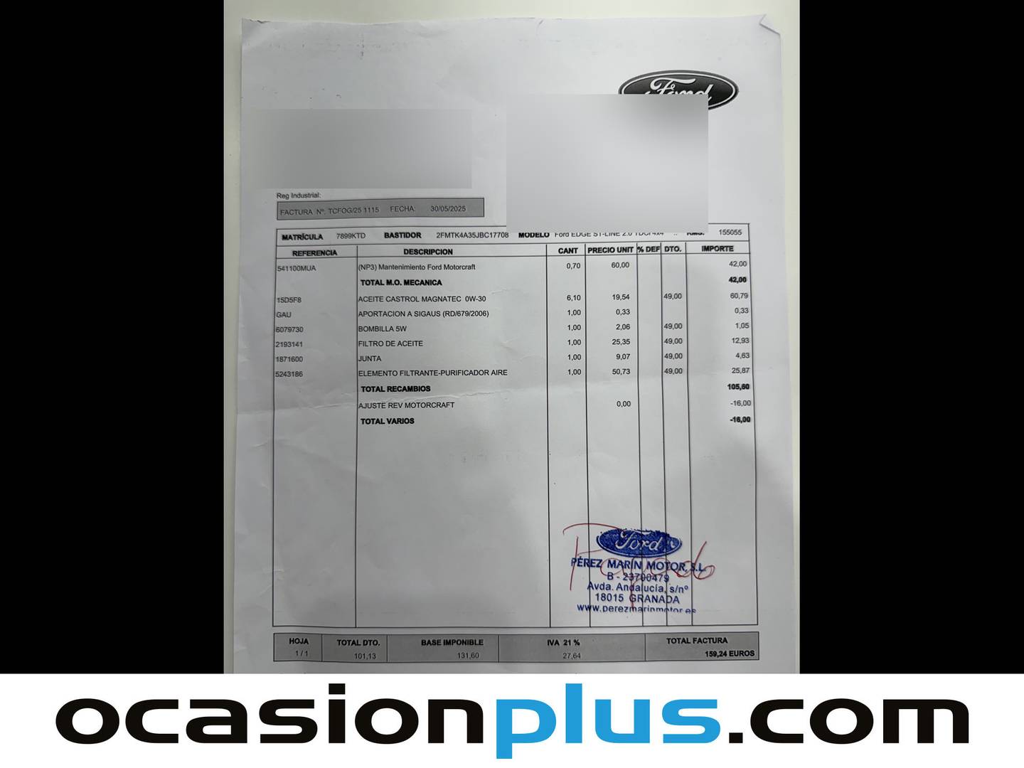 Foto del mantenimiento del Ford Edge Ford Edge 2.0 TDCI ST-Line 4x4 PowerShift (210 CV)