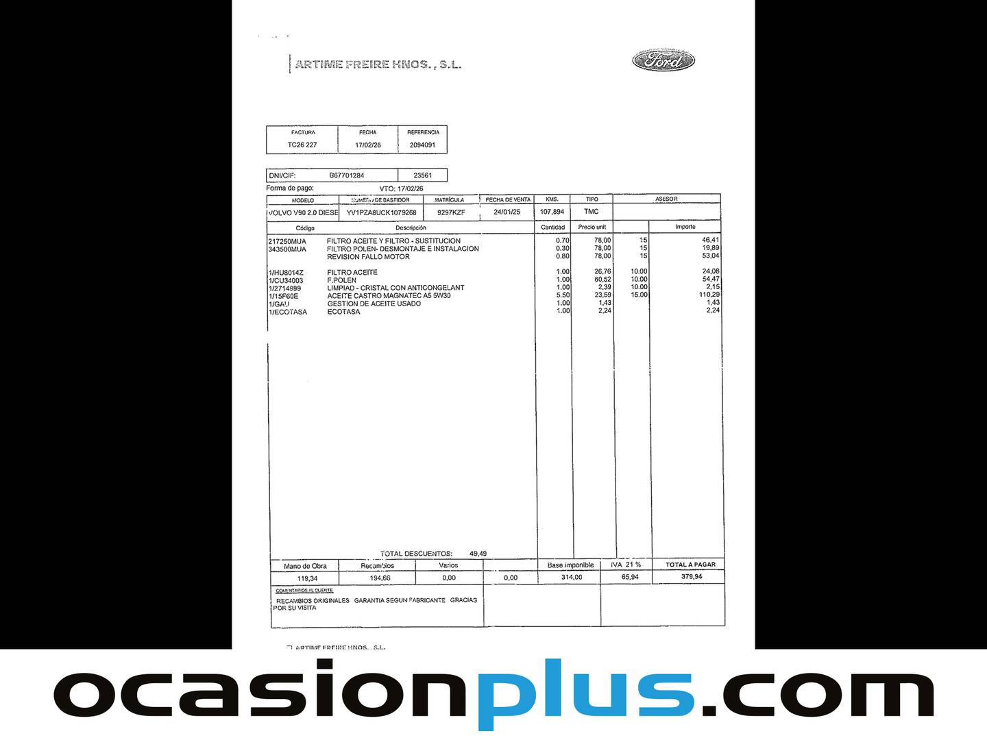 Foto del mantenimiento del Volvo V90 Cross Country Volvo V90 Cross Country D4 VOR AWD Auto (190 CV)