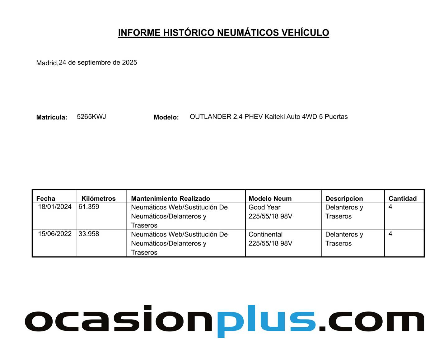 Foto del mantenimiento del Mitsubishi Outlander Mitsubishi Outlander 2.4 PHEV Kaiteki 4WD Auto (224 CV)