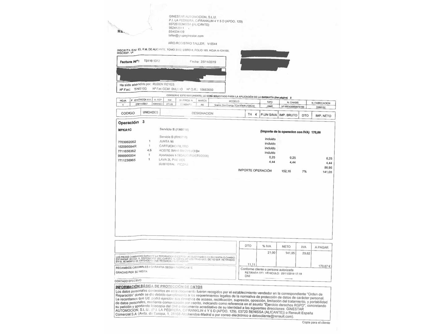Foto del mantenimiento del Renault Scénic Renault Scenic Zen Energy TCe (130 CV)