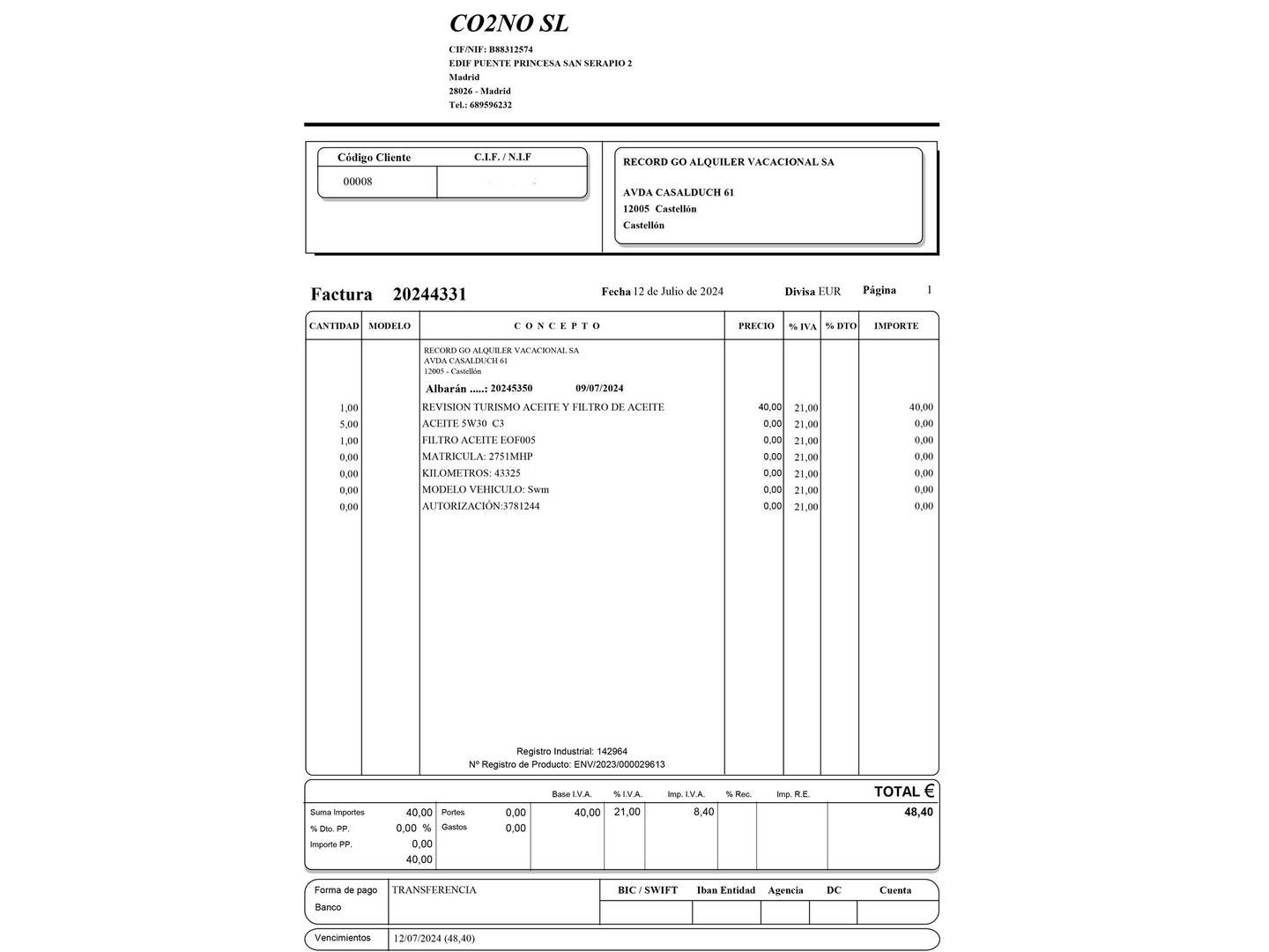 Foto del mantenimiento del SWM G01 SWM G01 1.5T Luxury (131 CV)