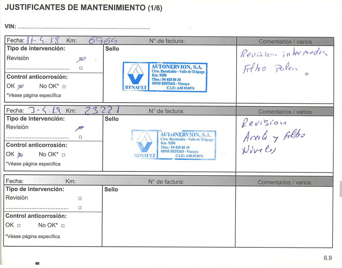 Foto del mantenimiento del Renault Scénic Renault Scenic Intens Energy TCe (130 CV)