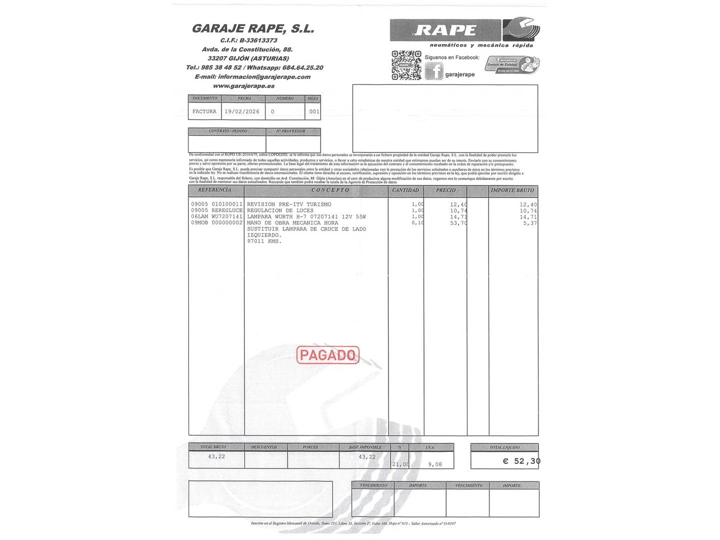 Foto del mantenimiento del Opel Corsa Opel Corsa 1.3 ecoFlex C´Mon (75 CV)