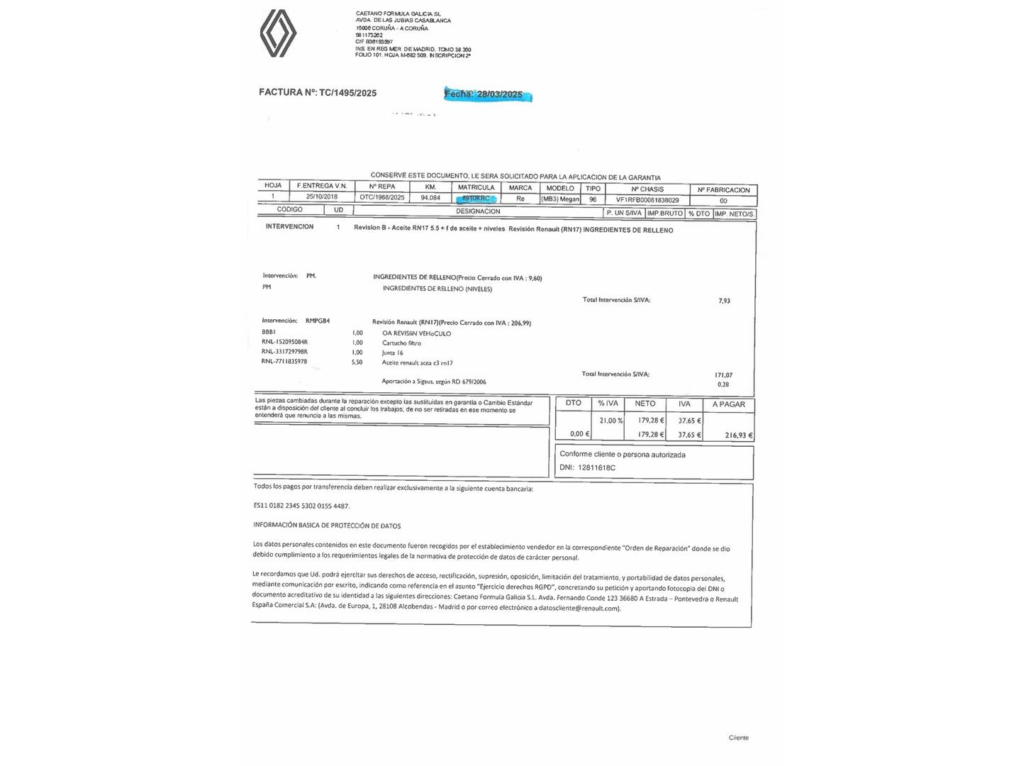 Foto del mantenimiento del Renault Mégane Renault Megane Zen TCe (140 CV) GPF