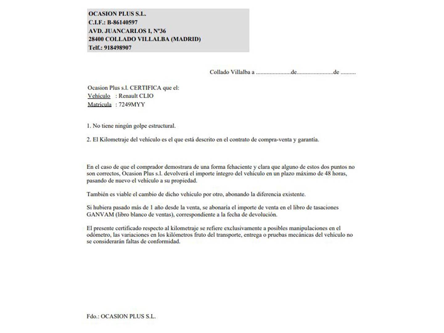 Foto del certificado del Renault Clio Renault Clio Techno TCe (90 CV)