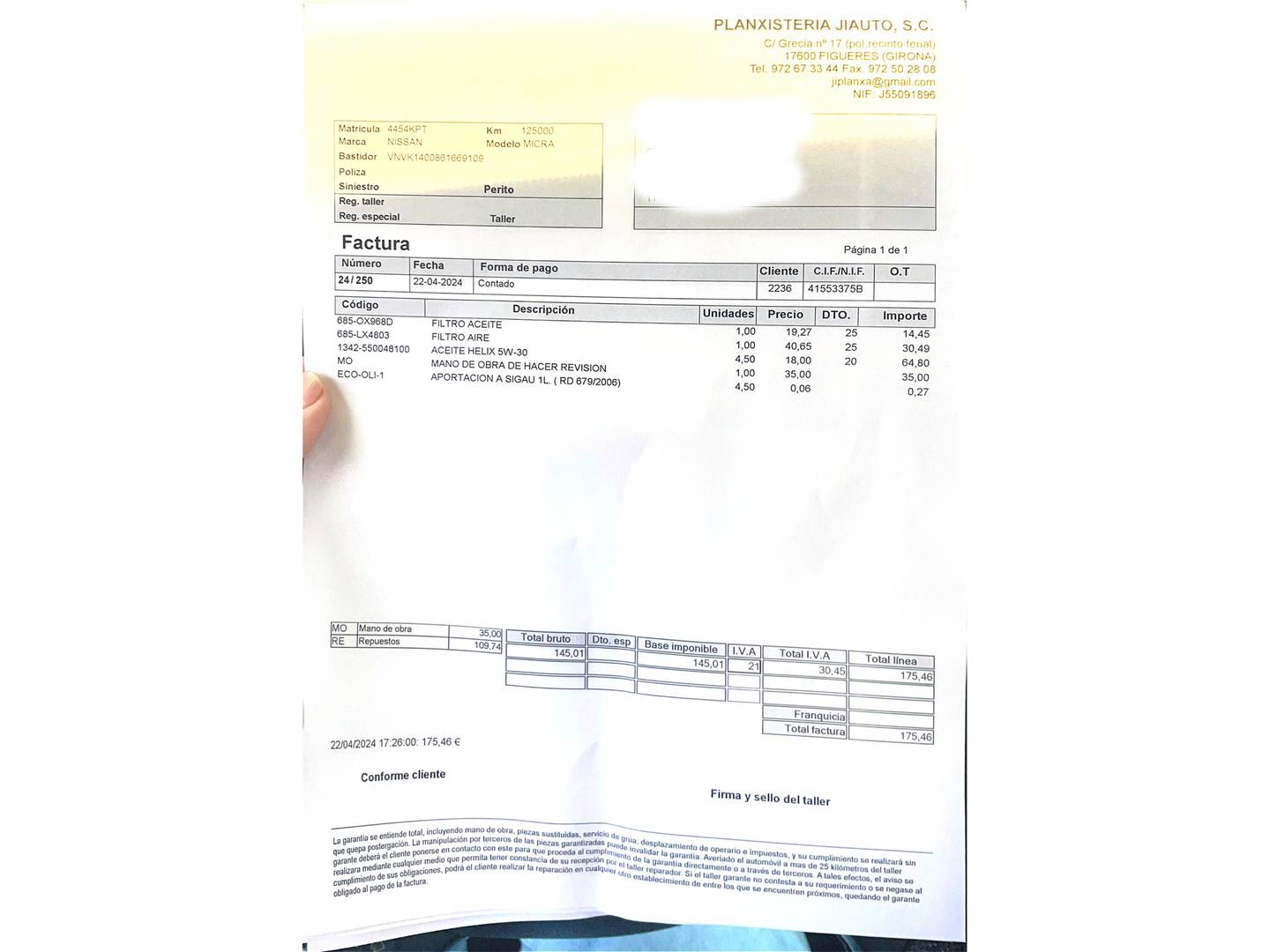 Foto del mantenimiento del Nissan Micra Nissan Micra IG-T S&S N-Connecta (90 CV)