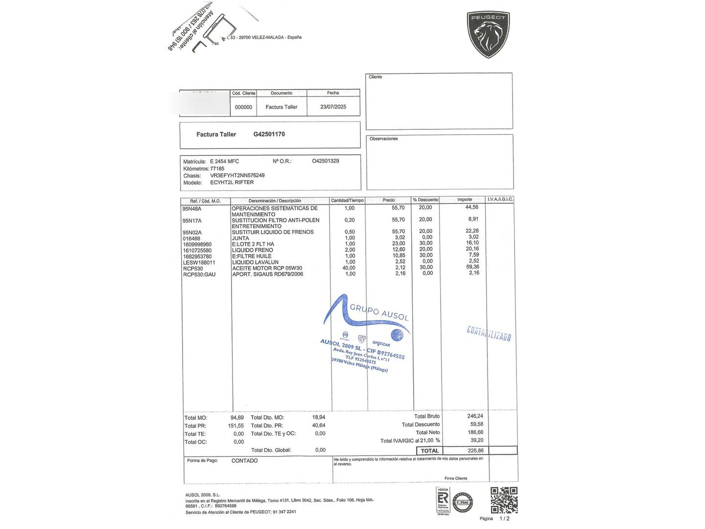 Foto Peugeot Rifter Peugeot Rifter Active Pack Business Standard BlueHDi (100 CV)