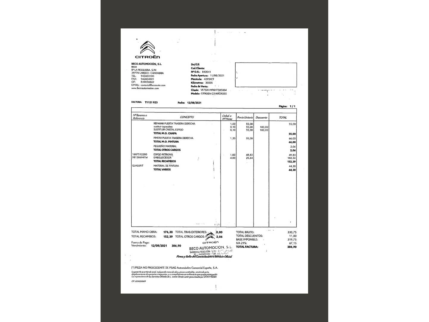 Foto del mantenimiento del Citroën C3 Citroen C3 PureTech 68 Feel  (68 CV)