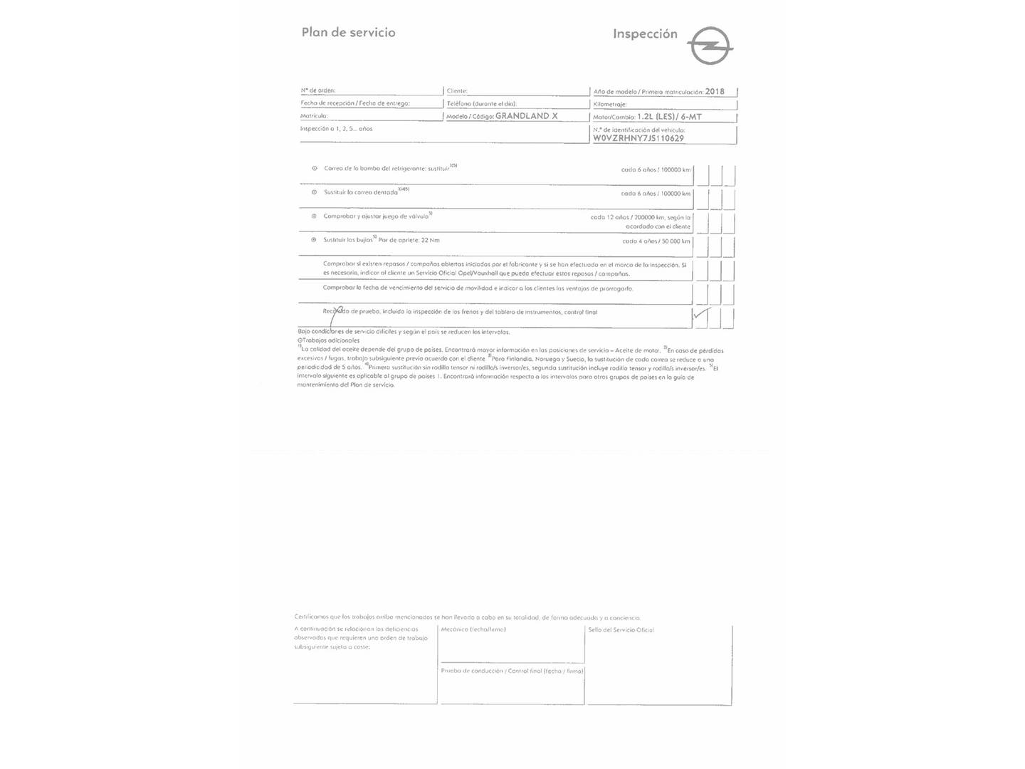 Foto del mantenimiento del Opel Grandland X Opel Grandland X 1.2 Turbo Ultimate  (130 CV)