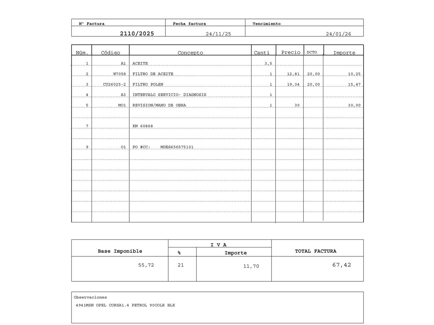 Foto del mantenimiento del Opel Corsa Opel Corsa 1.2 T XHL GS (100 CV)
